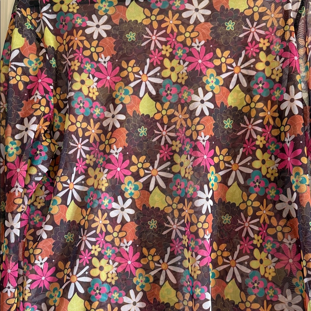Turquoise Haven Colorful Floral Long Sleeve Mesh Top - Picture 4 of 7